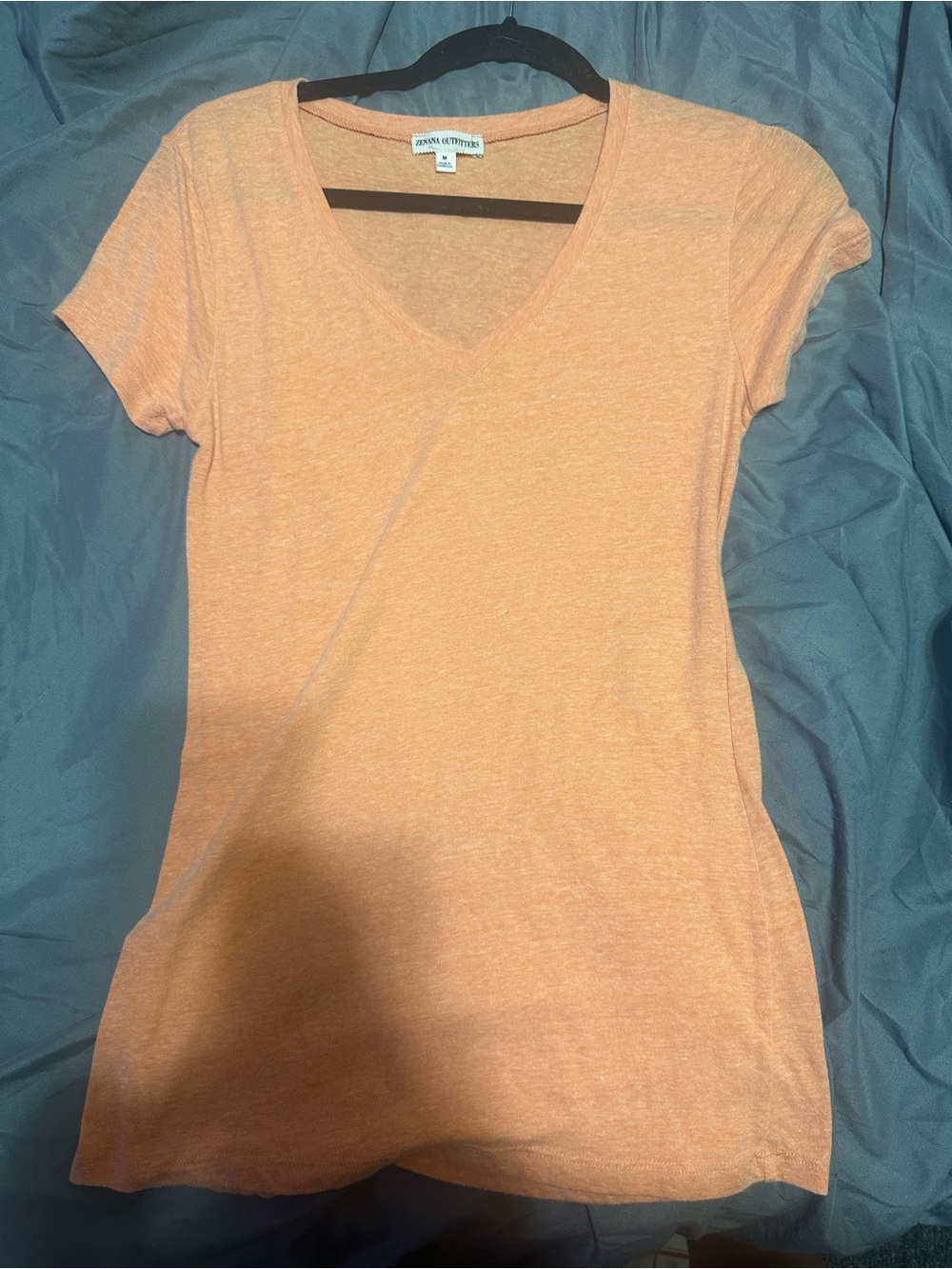Zenana Outfitters Peach V-Neck Short Sleeve Tee